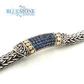 Silver and 8kt Yellow Gold Bracelet with Sapphires- 8 Inches
